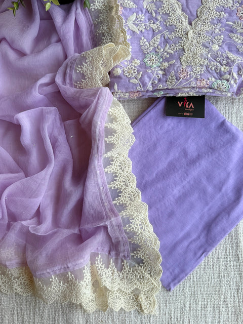 Lavender Emb Kota salwar suit material