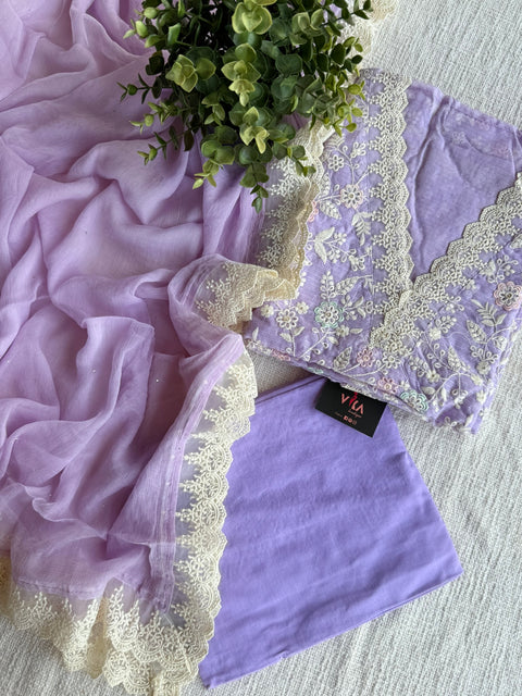 Lavender Emb Kota salwar suit material