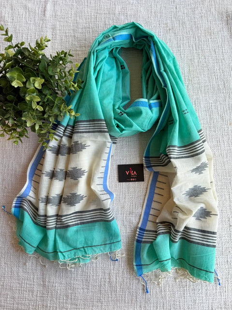 Jamdani Handloom Cotton Stole with Tassels