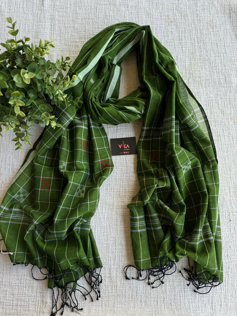 Jamdani Handloom Cotton Stole with Tassels