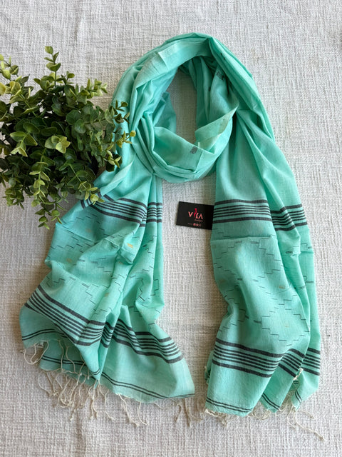 Jamdani Handloom Cotton Stole with Tassels