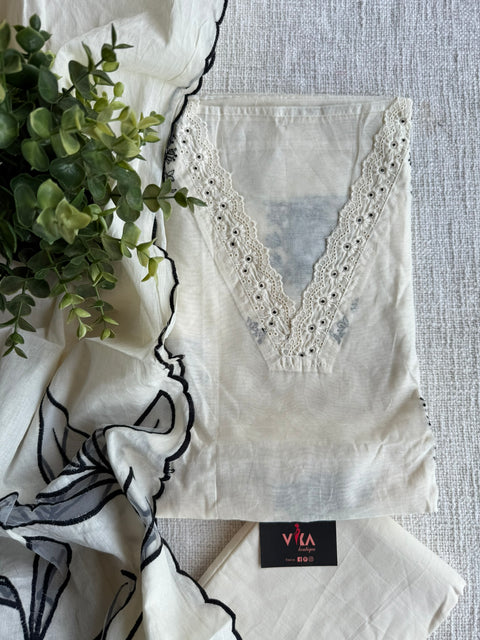 Emb chanderi salwar material