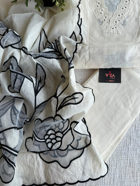 Emb chanderi salwar material