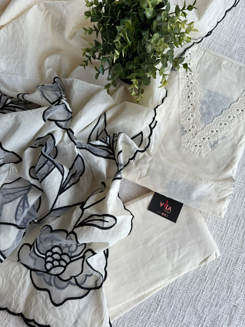 Emb chanderi salwar material