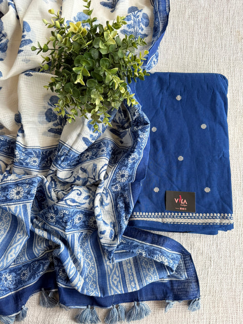 Blue cotton salwar material