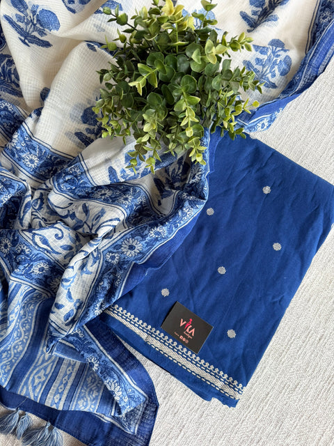 Blue cotton salwar material