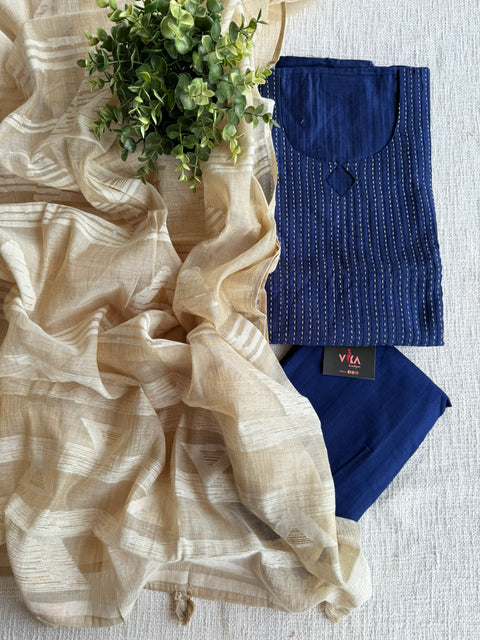 Blue silk cotton salwar material