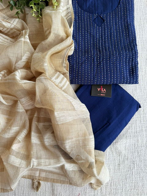 Blue silk cotton salwar material