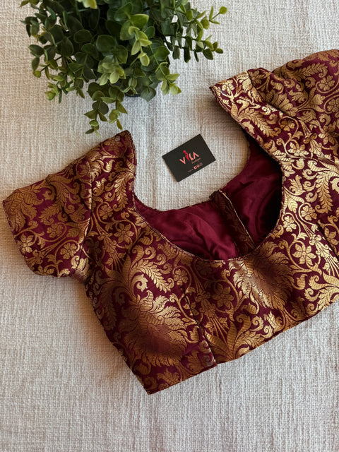 Maroon brocade Banaras silk blouse