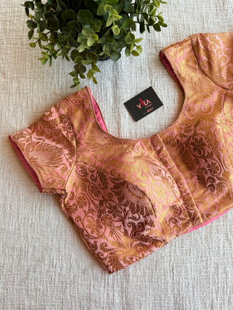 Light Pink brocade Banaras silk blouse