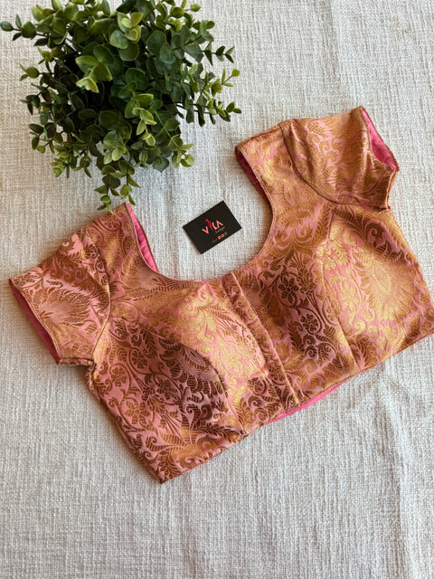 Light Pink brocade Banaras silk blouse