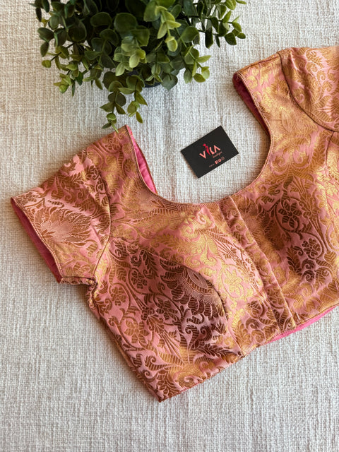Light Pink brocade Banaras silk blouse