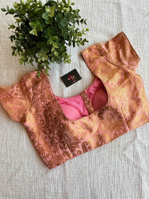 Light Pink brocade Banaras silk blouse