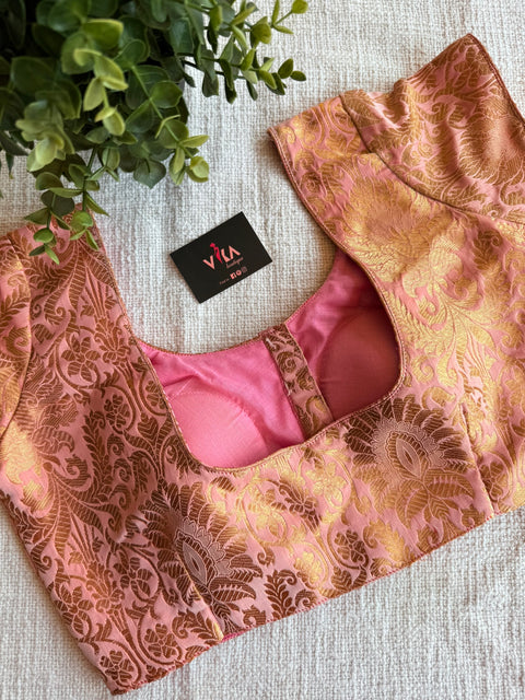 Light Pink brocade Banaras silk blouse