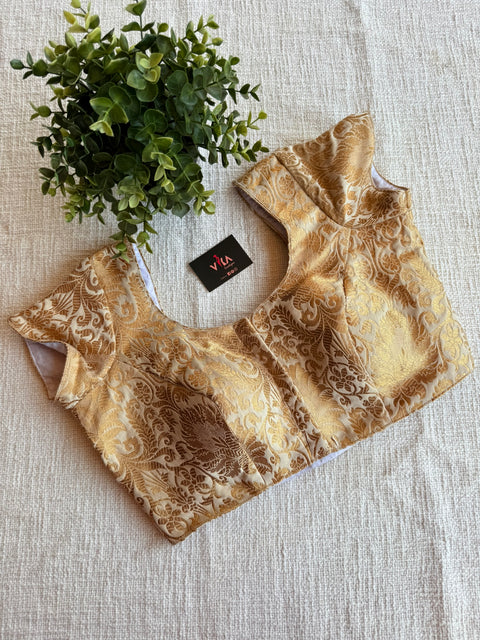 Off white brocade Banaras silk blouse