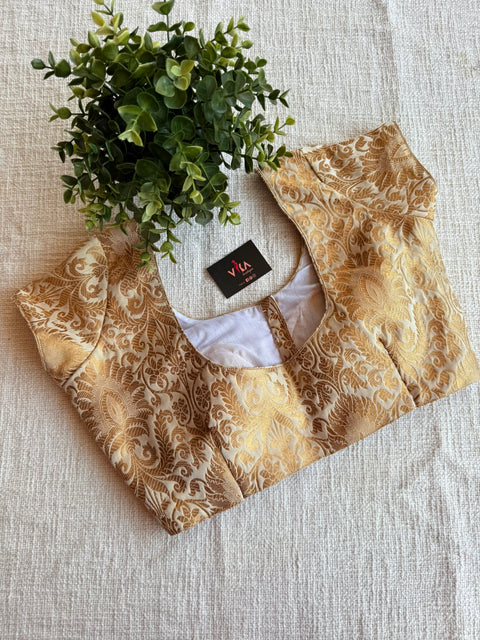 Off white brocade Banaras silk blouse