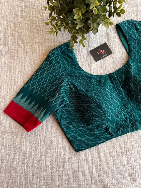 Green ikat cotton blouse