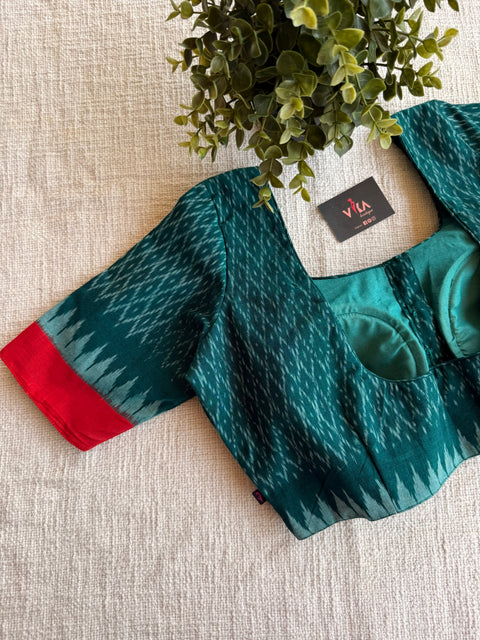 Green ikat cotton blouse