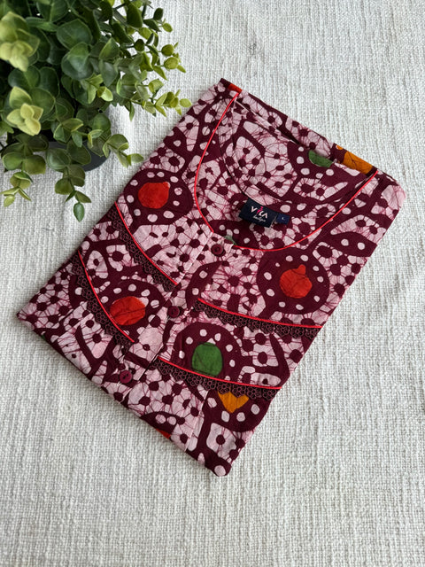 L size Batik printed cotton nighty