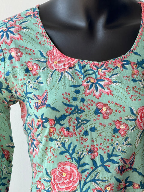Floral printed cotton frock