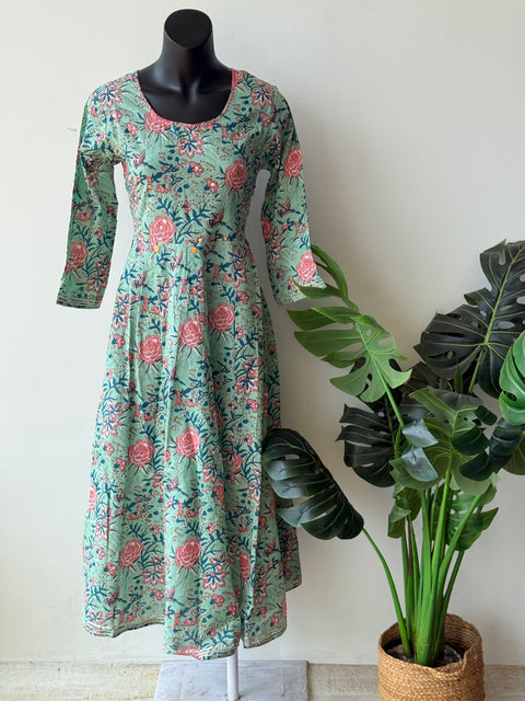 Floral printed cotton frock