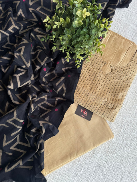 Kantha work silk cotton salwar material