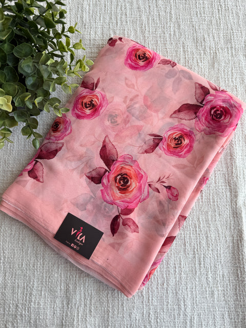 Floral printed georgette saree