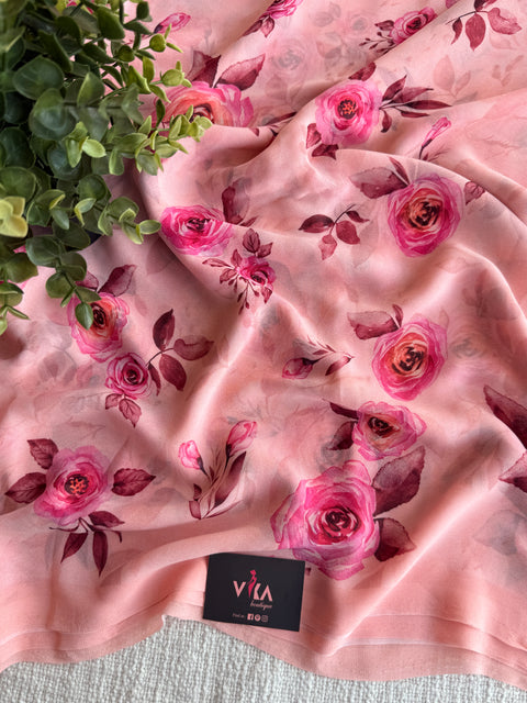 Floral printed georgette saree