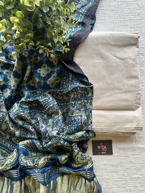Cotton set with modal silk dupatta