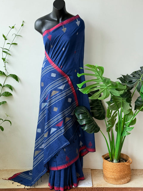 Handspun pure jamdani cotton saree