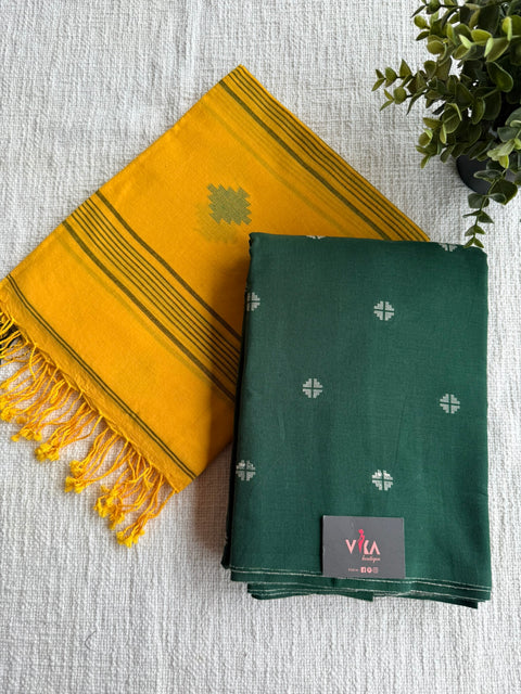 Cotton suit set with jamdhani dupatta