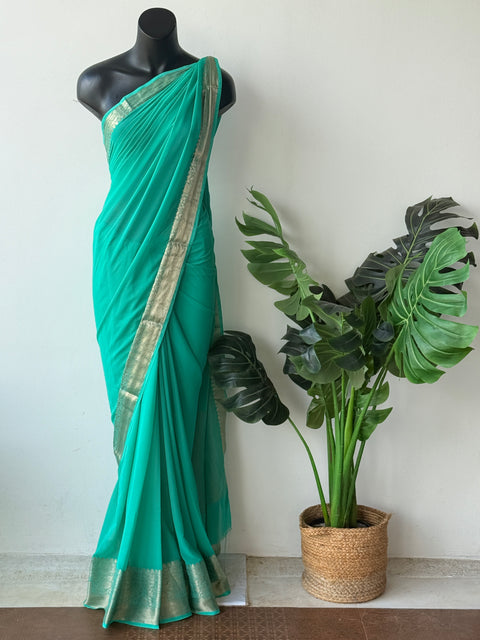 Weaving border semi georgette saree