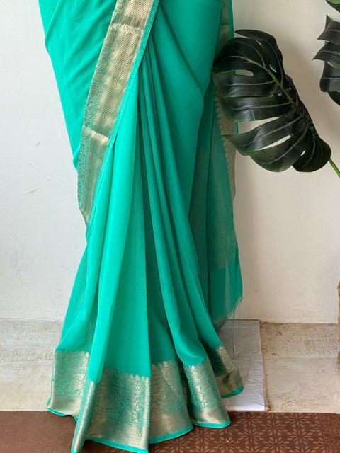 Weaving border semi georgette saree