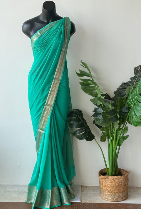 Weaving border semi georgette saree