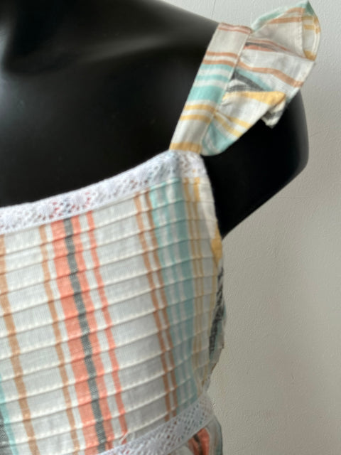 Multi-striped cotton layered gown