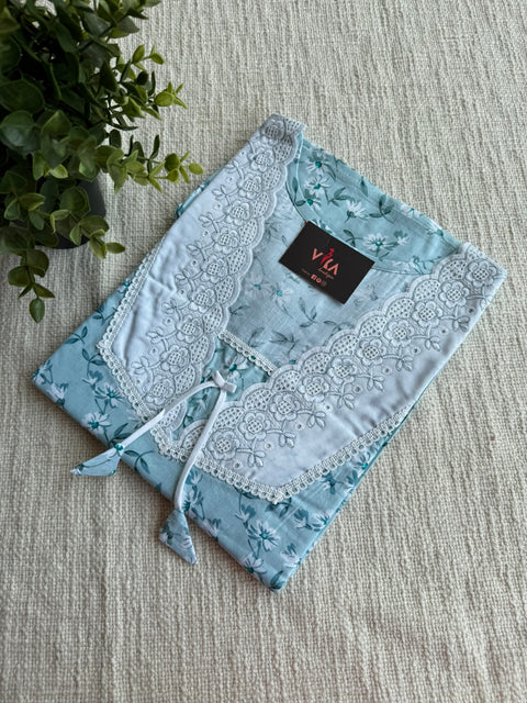 L size printed cotton nighty