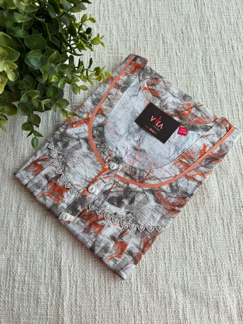 L size printed cotton nighty