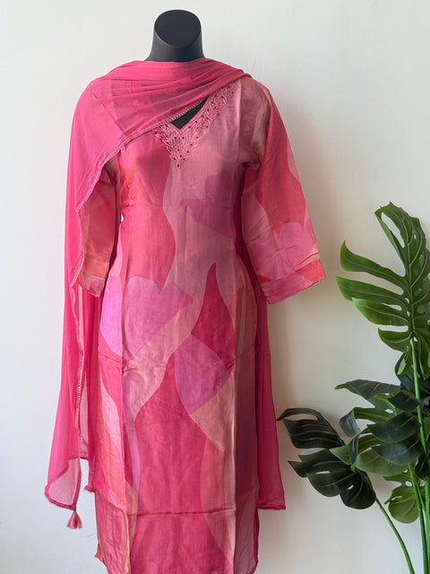 Printed tissue organza suit set