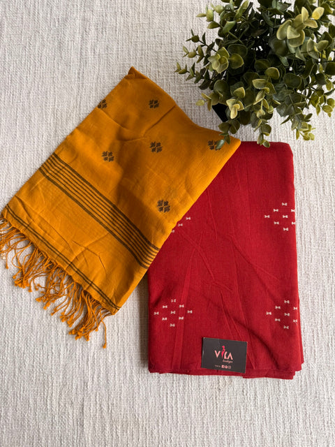 Cotton suit set with jamdhani dupatta