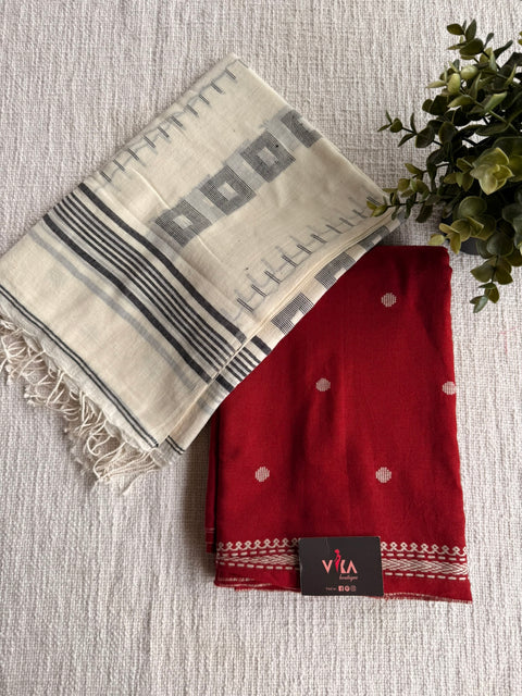 Cotton suit set with jamdhani dupatta