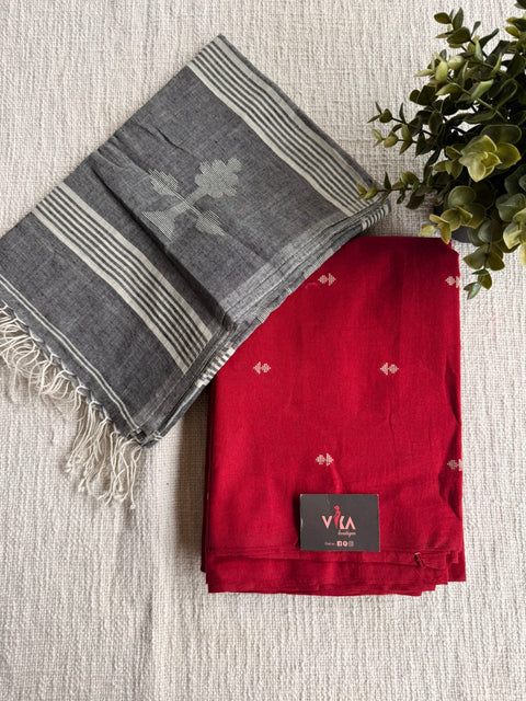 Cotton suit set with jamdhani dupatta