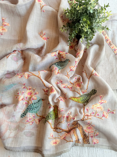 Knot work silk cotton suit material