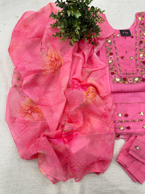 Readymade cotton salwar suit set - Pink