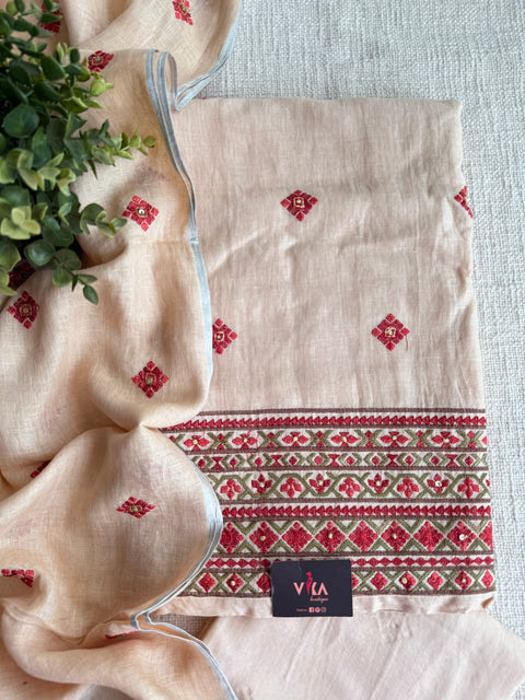 Embroidered linen cotton salwar material