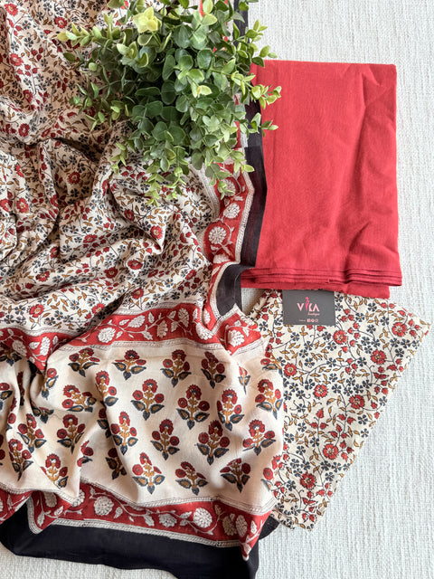 plain red cotton salwar suit set