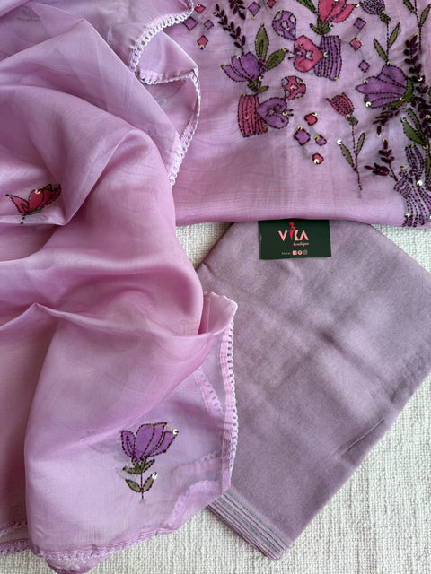 Hand emb organza salwar material