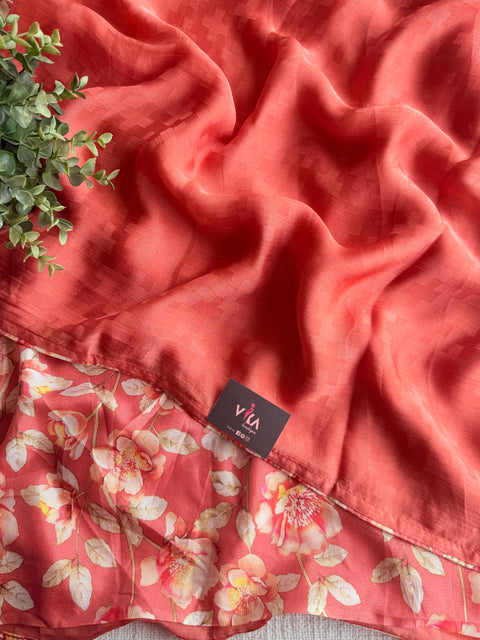 Chiffon saree with Printed blouse