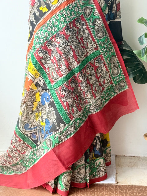 Pen kalamkari chanderi silk saree