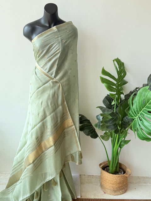 Golden embroidery silk cotton saree