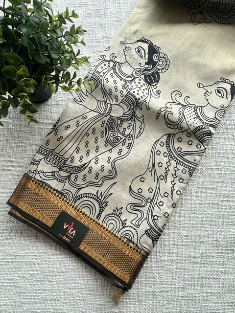 Stained Kalamkari chennuri silk Saree